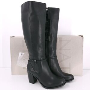 Naturalizer Kalina Black Tall Knee High Block Boots Narrow Calf Womens 7.5 M